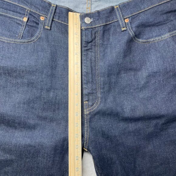 Levi's 512 Mens Blue Raw Denim Straight Jeans Tagged W44xL36 Meas. W42x32.5 - Picture 10 of 12